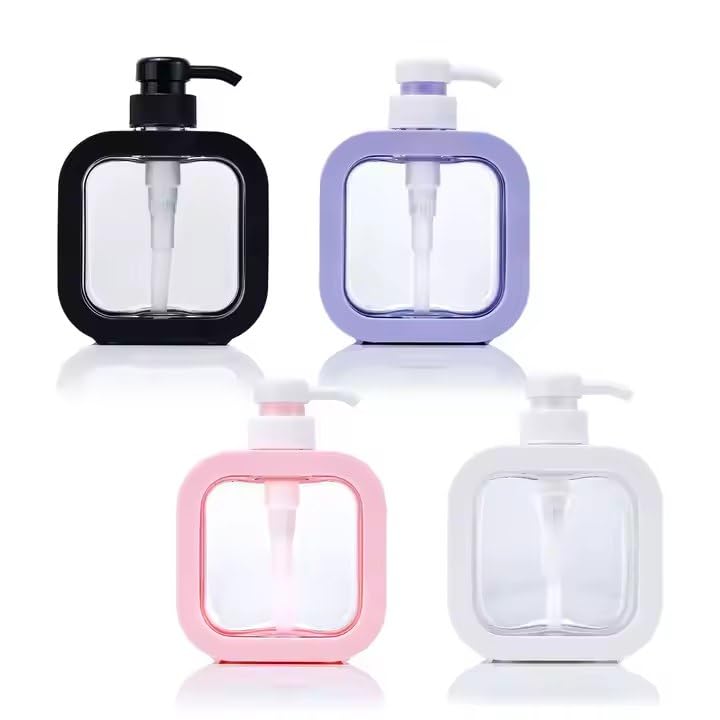 RAMPKD Multipurpose Liquid Soap Refillable Plastic Dispenser Hand Wash, Dish Wash, Shampoo, Conditioner, Shower Gel Lotion for Bathroom and Kitchen 300ml-MULTI (Pack of-4) - Image 1
