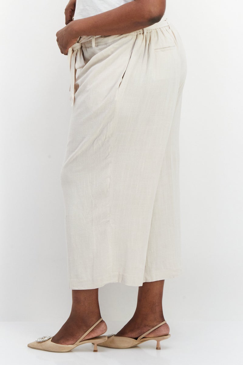 Bar III Women Plus Size Solid Palazzo Pants, Cream  - Image 4