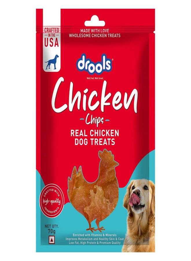 Drools Puppy & Adult Chips, Dog Treats 70g | Real Chicken Flavour | Rich in Protein | No Artificial Preservatives | Best for Training & Bonding - Image 1