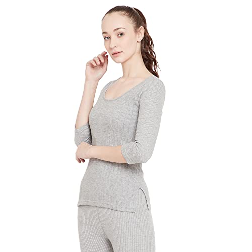 NEVA Cotton ESANCIA Women Solid Regular Fit Winter Wear Thermal Top Grey Medium - Image 5