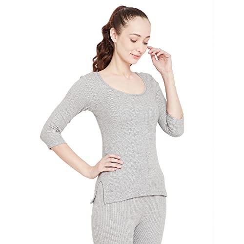 NEVA Cotton ESANCIA Women Solid Regular Fit Winter Wear Thermal Top Grey Medium - Image 4