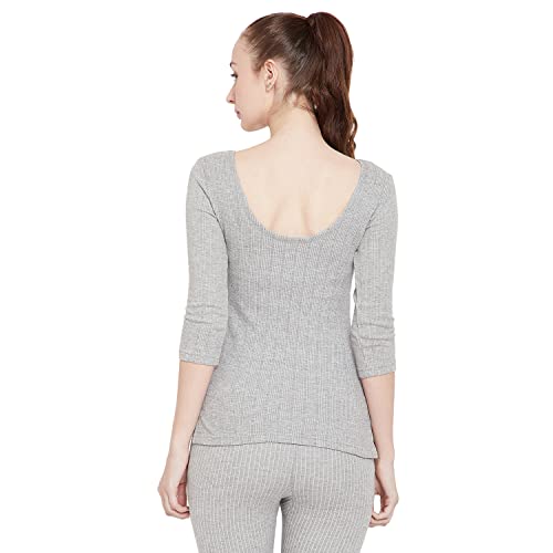 NEVA Cotton ESANCIA Women Solid Regular Fit Winter Wear Thermal Top Grey Medium - Image 3