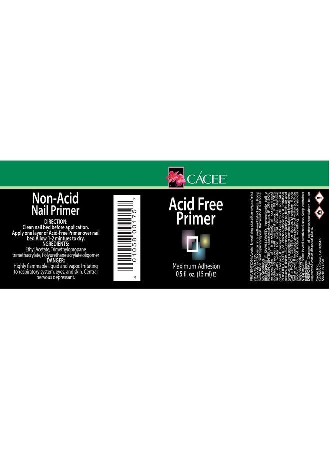 Cacee Nail Primer For Acrylic Nails, Acid Free No Burn 0.5 oz, Low Odor, Polish for UV/LED, Use On Natural Nails Before Color Gel Polish & Acrylics, Protect & Strengthen - Image 4