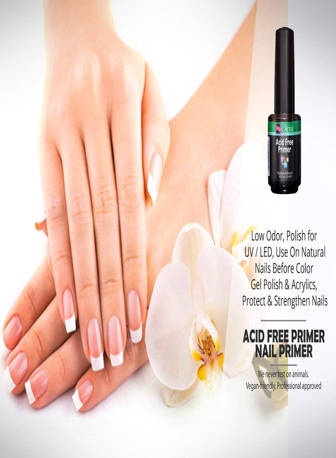 Cacee Nail Primer For Acrylic Nails, Acid Free No Burn 0.5 oz, Low Odor, Polish for UV/LED, Use On Natural Nails Before Color Gel Polish & Acrylics, Protect & Strengthen - Image 3