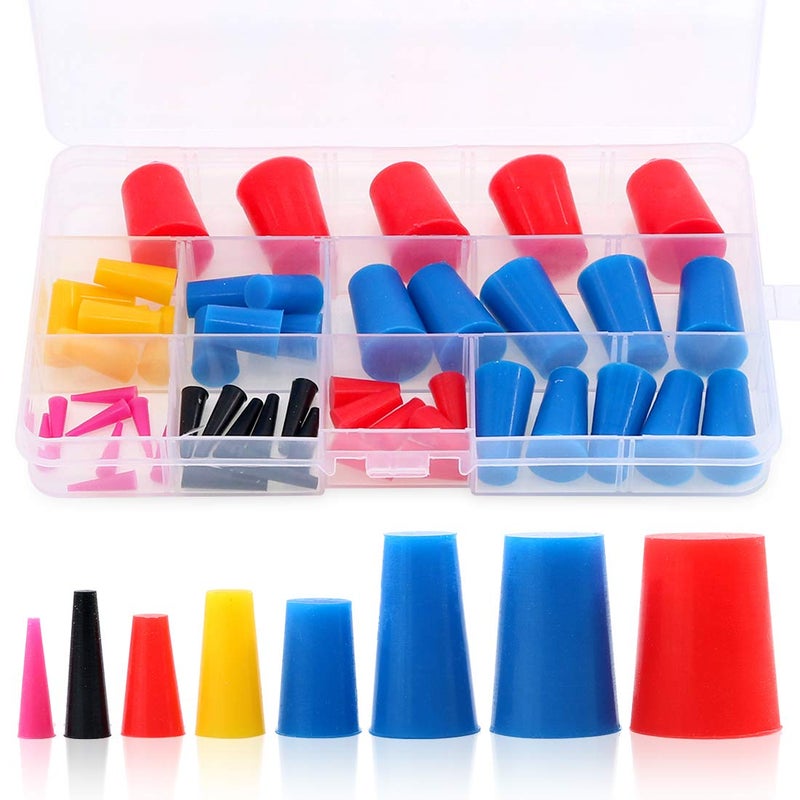 Glarks 50Pcs Silicone Rubber Tapered Plug Assortment Kit for Masking Off Holes During Powder Coating Painting Hydro Dipping Media Blasting 50Pcs - Image 2