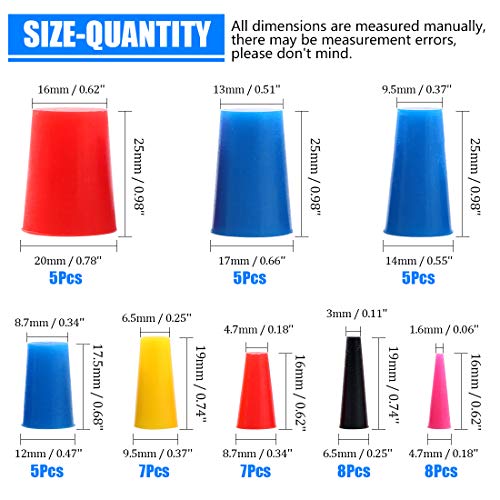 Glarks 50Pcs Silicone Rubber Tapered Plug Assortment Kit for Masking Off Holes During Powder Coating Painting Hydro Dipping Media Blasting 50Pcs - Image 3