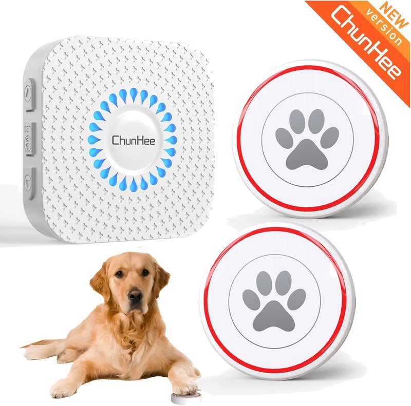ChunHee Smart Dog Door Bell Wireless Puppy DoorBell for Potty Training, Dog Bells to go Outside, Bells for Dogs to Ring to go Potty, 2 Dog Buttons [New 2025] - Image 2