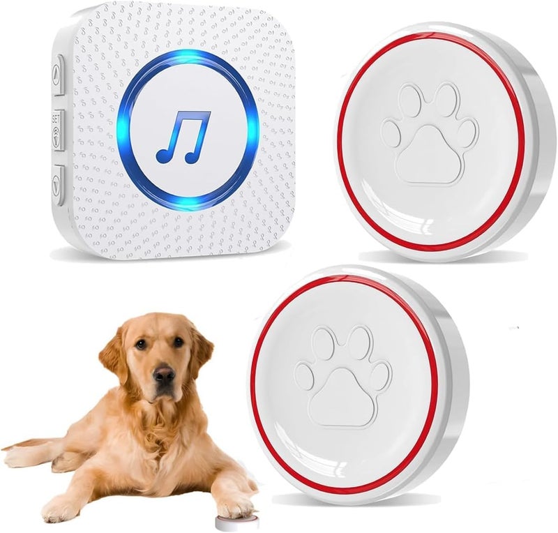 ChunHee Smart Dog Door Bell Wireless Puppy DoorBell for Potty Training, Dog Bells to go Outside, Bells for Dogs to Ring to go Potty, 2 Dog Buttons [New 2025] - Image 1