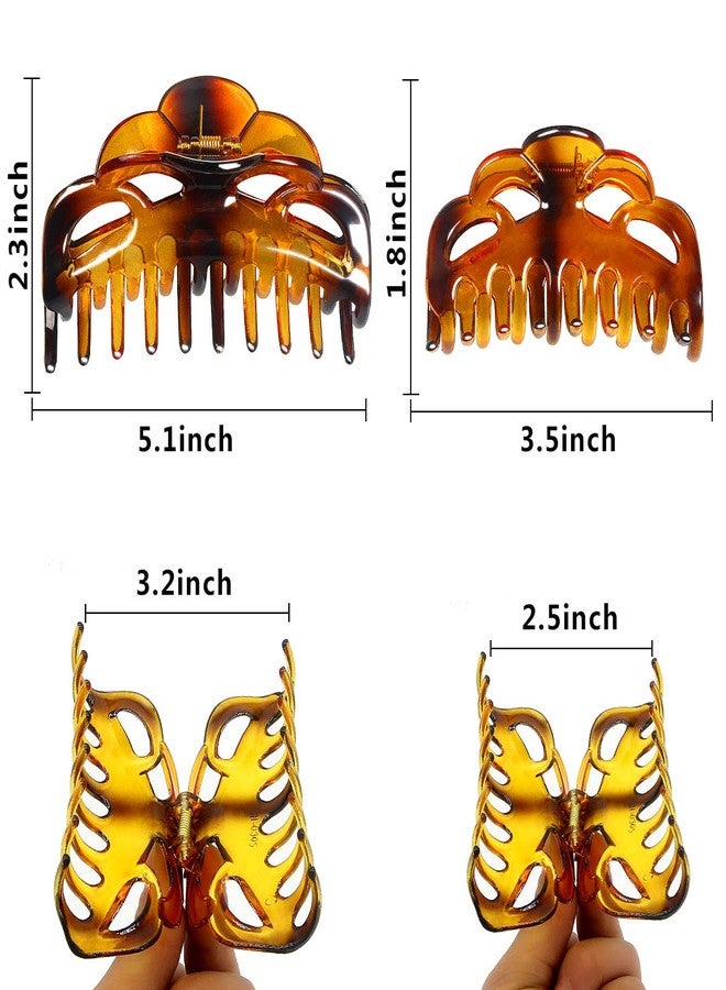 ACCGLORY Tortoise Shell Brown Large Plastic Hair Clips Strong Holding Powerful Amber Resin Hair Claws for Women Thick Hair (Arc-Brownish Red) - Image 2