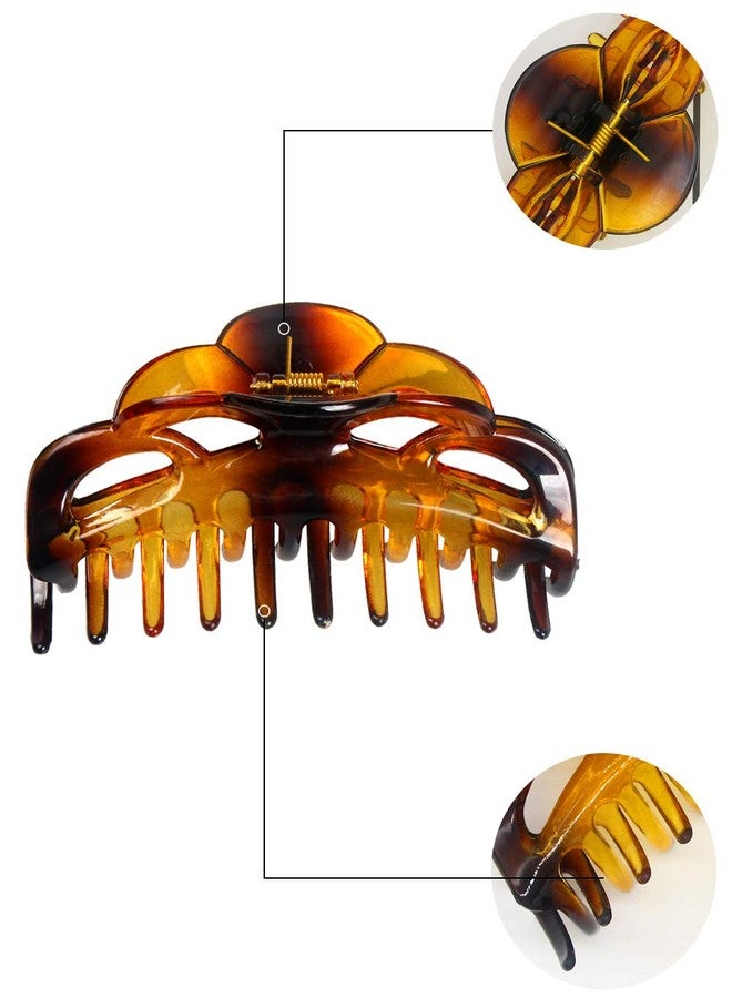 ACCGLORY Tortoise Shell Brown Large Plastic Hair Clips Strong Holding Powerful Amber Resin Hair Claws for Women Thick Hair (Arc-Brownish Red) - Image 3
