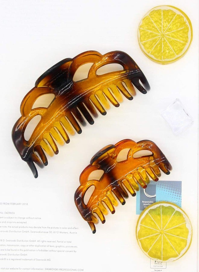 ACCGLORY Tortoise Shell Brown Large Plastic Hair Clips Strong Holding Powerful Amber Resin Hair Claws for Women Thick Hair (Arc-Brownish Red) - Image 4