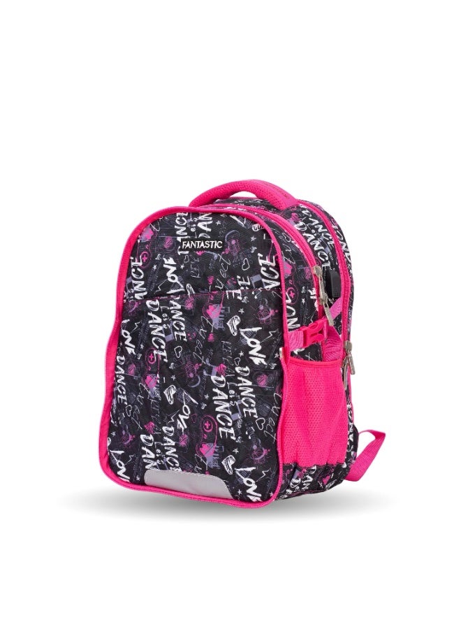 Fantastic Fantastic School Backpack, 2-Piece Set, Fashion Design, Black and Pink, 18" ODS2 - Image 1