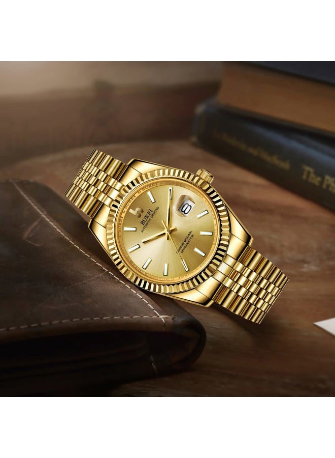 BUREI Men's Classic Luxury Watch Stainless Steel Waterproof Machine Watch Fashion Double Watch Date Sapphire Crystal - Image 3