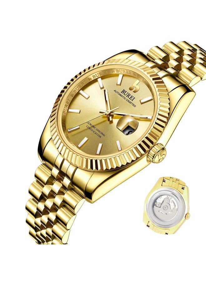 BUREI Men's Classic Luxury Watch Stainless Steel Waterproof Machine Watch Fashion Double Watch Date Sapphire Crystal - Image 2