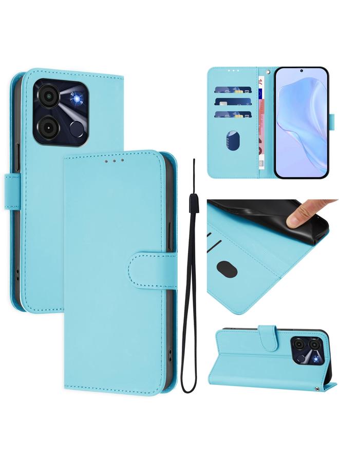 S-TOP Case For itel A60 / A60s Skin Feel Solid Color Leather Phone Case with Lanyard - Image 1