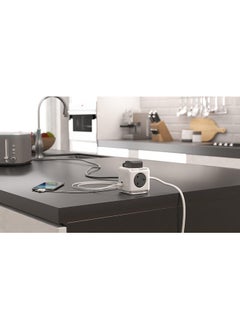 Allocacoc PowerCube Extended 4 Sockets 15m Cable 2USB Ports Grey  - Image 3