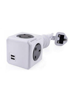 Allocacoc PowerCube Extended 4 Sockets 15m Cable 2USB Ports Grey  - Image 2