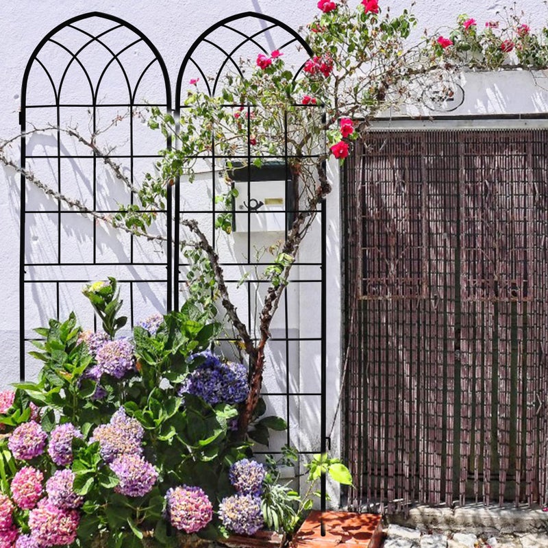 LZRS 2 Pack 71x20in Rustic Iron Arch Decoration Garden Trellis with Black Metal Coating â€“ Perfect for Supporting Climbing Plants Outdoor, Roses, Vines, Flowers, and Vegetables. - Image 5