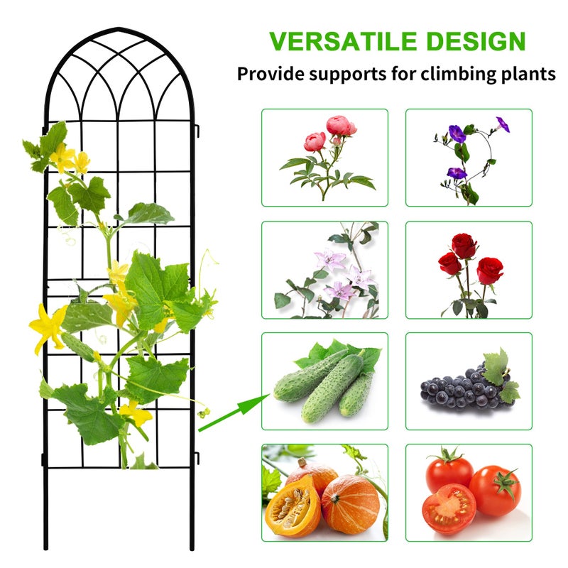 LZRS 2 Pack 71x20in Rustic Iron Arch Decoration Garden Trellis with Black Metal Coating â€“ Perfect for Supporting Climbing Plants Outdoor, Roses, Vines, Flowers, and Vegetables. - Image 3