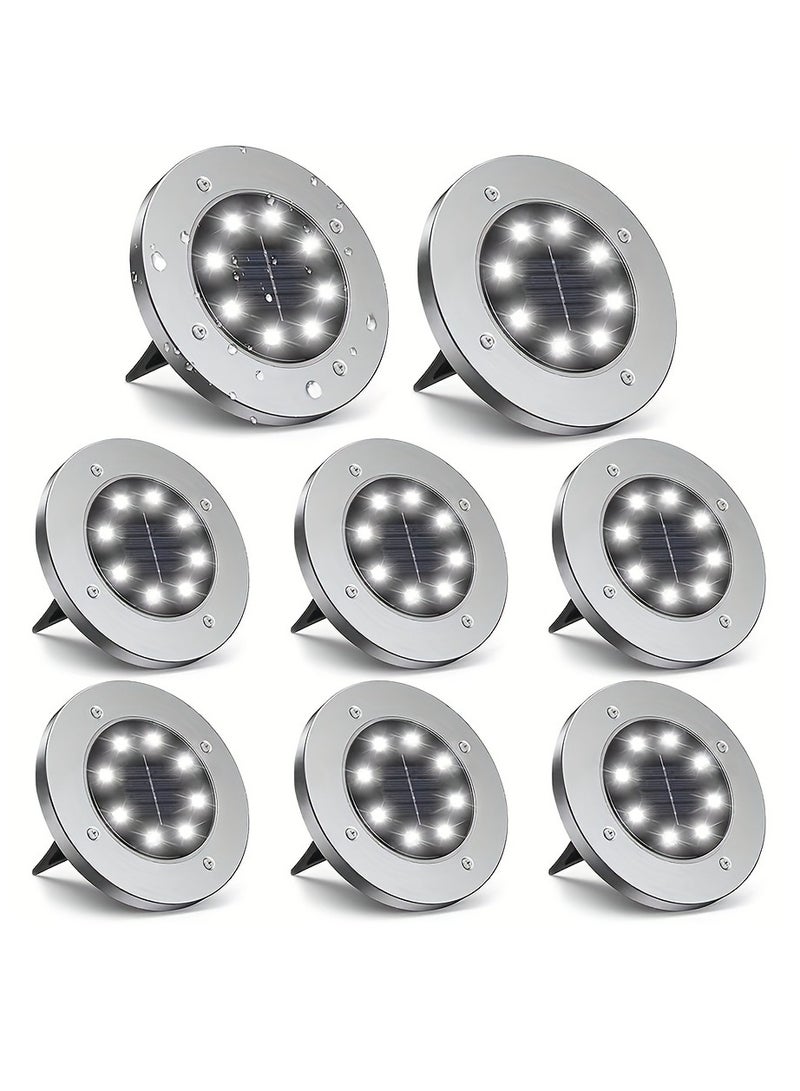 Generic 8 Pcs Premium Solar LED Ground Spot Lights - Durable Waterproof Outdoor Lighting - Bright Landscape Lamps for Garden Pathway, Yard - Eco-Friendly, Rust-Resistant Waterproof IP65 (White light)  - Image 1