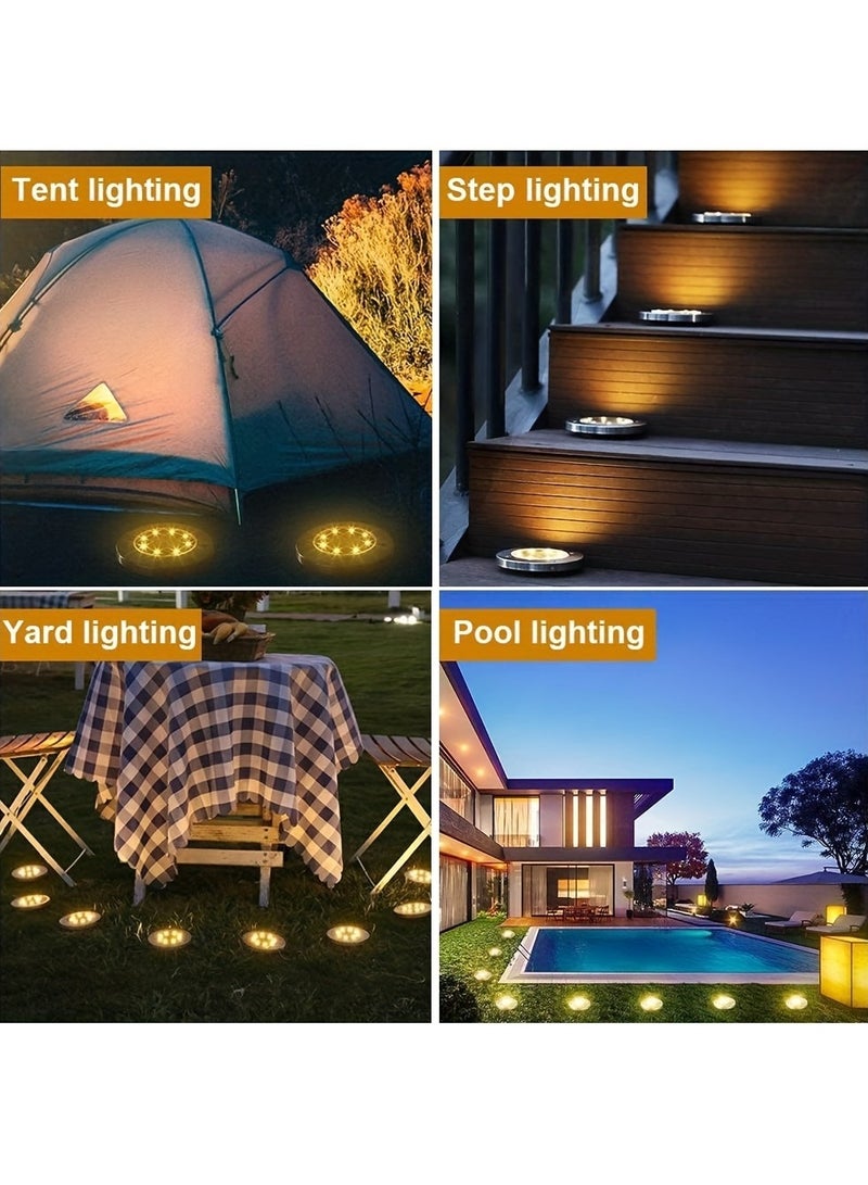 Generic 8 Pcs Premium Solar LED Ground Spot Lights - Durable Waterproof Outdoor Lighting - Bright Landscape Lamps for Garden Pathway, Yard - Eco-Friendly, Rust-Resistant Waterproof IP65 (White light)  - Image 4