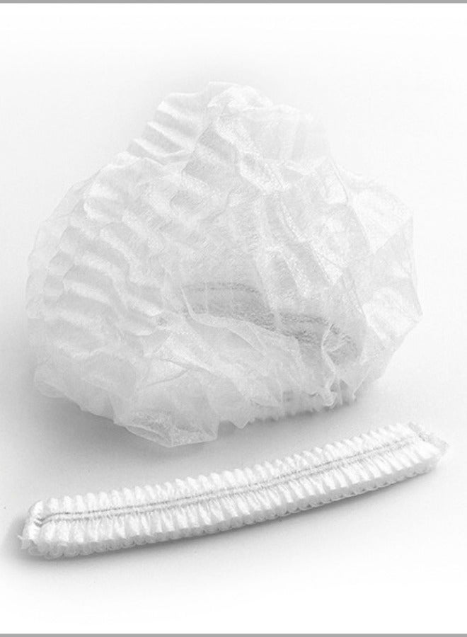 Halapack 300 Pieces Disposable Polythene White Hair Net/Mob Caps/Hair Caps-White with Elastic Stretch Band  - Image 1