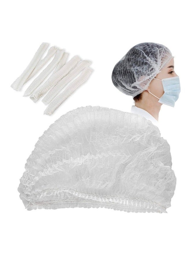Halapack 300 Pieces Disposable Polythene White Hair Net/Mob Caps/Hair Caps-White with Elastic Stretch Band  - Image 2