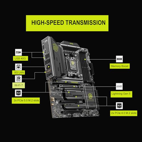 Micro Center AMD Ryzen 9 9900X CPU Processor with MSI MAG X870E Tomahawk WiFi ATX Motherboard (DDR5, PCIe 5.0 x16, M.2 Gen5, Wi-Fi 7, 5G LAN) - Image 4