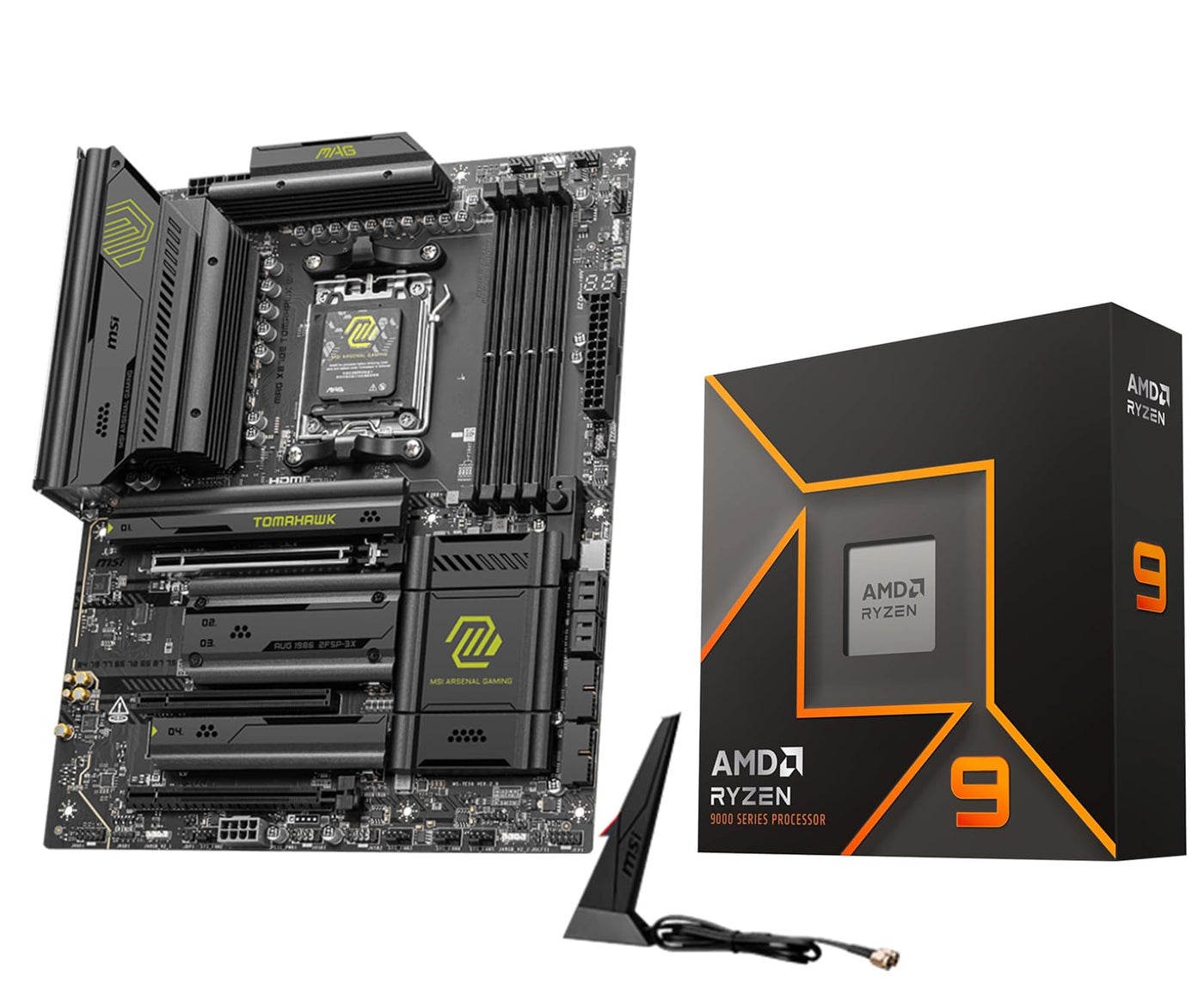 Micro Center AMD Ryzen 9 9900X CPU Processor with MSI MAG X870E Tomahawk WiFi ATX Motherboard (DDR5, PCIe 5.0 x16, M.2 Gen5, Wi-Fi 7, 5G LAN)
