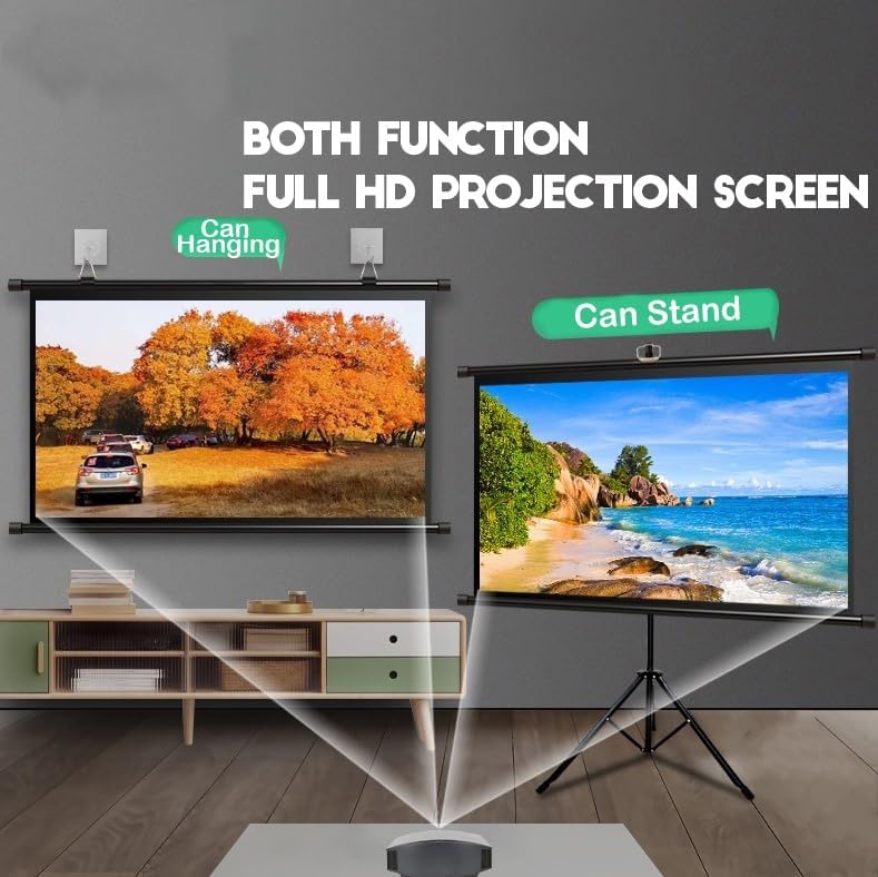 إف إتش شاشة عرض محمولة FH Flash Hawk 2-in-1 بحجم 84 بوصة ونسبة 16:9 مع حامل ثلاثي القوائم وحقيبة حمل للاستخدام الداخلي والخارجي في المسرح المنزلي والسينما في الفناء الخلفي والسفر - Image 2