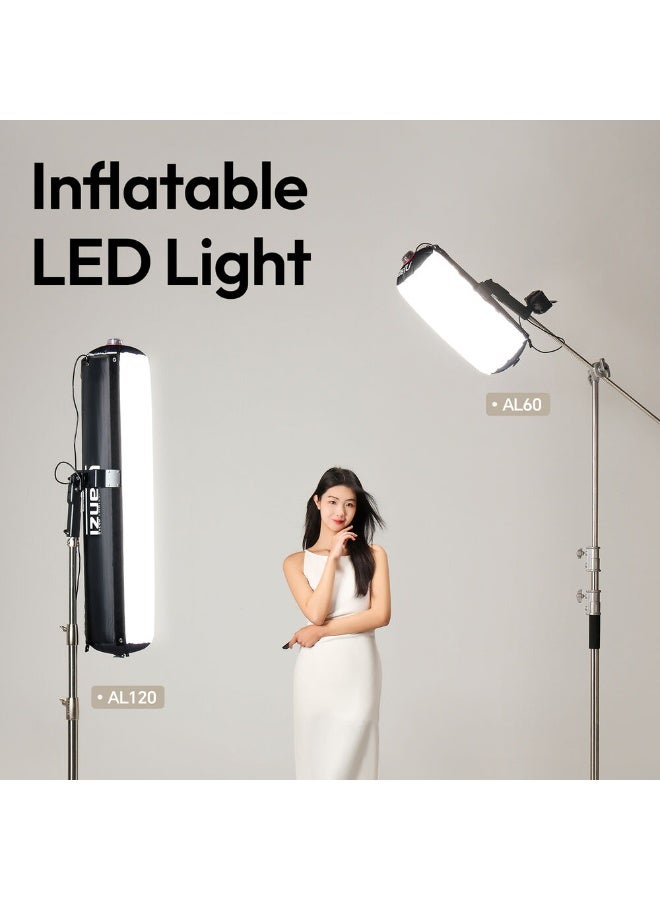 يولانزي Ulanzi AL120 ضوء أنبوب هوائي LED قابل للنفخ – 120 واط، 2700K–6500K، CRI ≥ 96، شحن سريع USB-C، تحكم عن بُعد، 10 تأثيرات إضاءة، تصميم محمول مع حقيبة حمل - Image 2