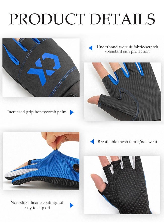 Generic Fishing Half Finger Gloves Windproof and Water Repellent Warm Gloves with Finger Cap 3-finger Glove Anti-slip Grip for Running, Cycling, Driving, Fishing - Image 2