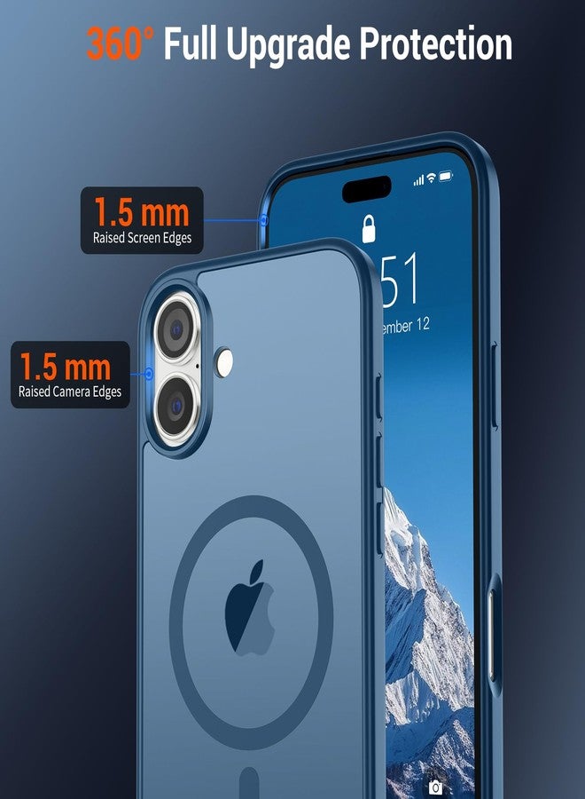SUPFINE Magnetic for iPhone 16 Case (Compatible with MagSafe) (Military Grade Drop Protection) Slim Translucent Matte Shockproof with Anti-Fingerprint Phone Case,Deep Blue - Image 4