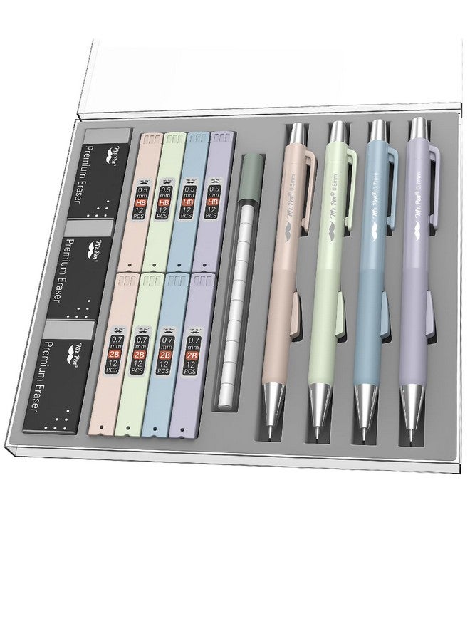 مستر. بين - مجموعة أقلام رصاص ميكانيكية باستيل، 4 قطع، مقاسين، 0.5 و0.7 مم، مجموعة أقلام رصاص ميكانيكية فاست كليك استيثيك، أقلام رصاص ميكانيكية باستيل، أقلام رصاص ميكانيكية لطيفة، أقلام رصاص - Image 1