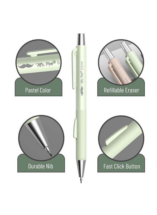 مستر. بين - مجموعة أقلام رصاص ميكانيكية باستيل، 4 قطع، مقاسين، 0.5 و0.7 مم، مجموعة أقلام رصاص ميكانيكية فاست كليك استيثيك، أقلام رصاص ميكانيكية باستيل، أقلام رصاص ميكانيكية لطيفة، أقلام رصاص - Image 4