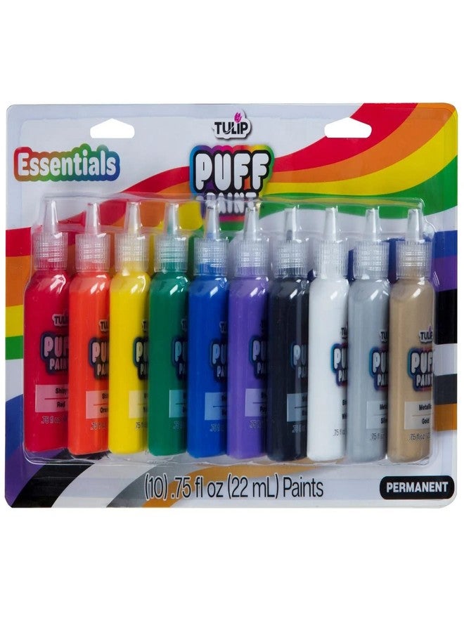 Tulip Puff Paint Essential Rainbow Colors 10-pack, Multi-Surface, Premium Quality, Nontoxic & Waterproof Craft Paint, Permanent on Fabric, 10-pack - Image 1