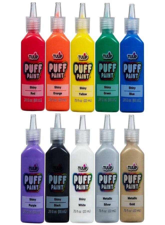 Tulip Puff Paint Essential Rainbow Colors 10-pack, Multi-Surface, Premium Quality, Nontoxic & Waterproof Craft Paint, Permanent on Fabric, 10-pack - Image 2