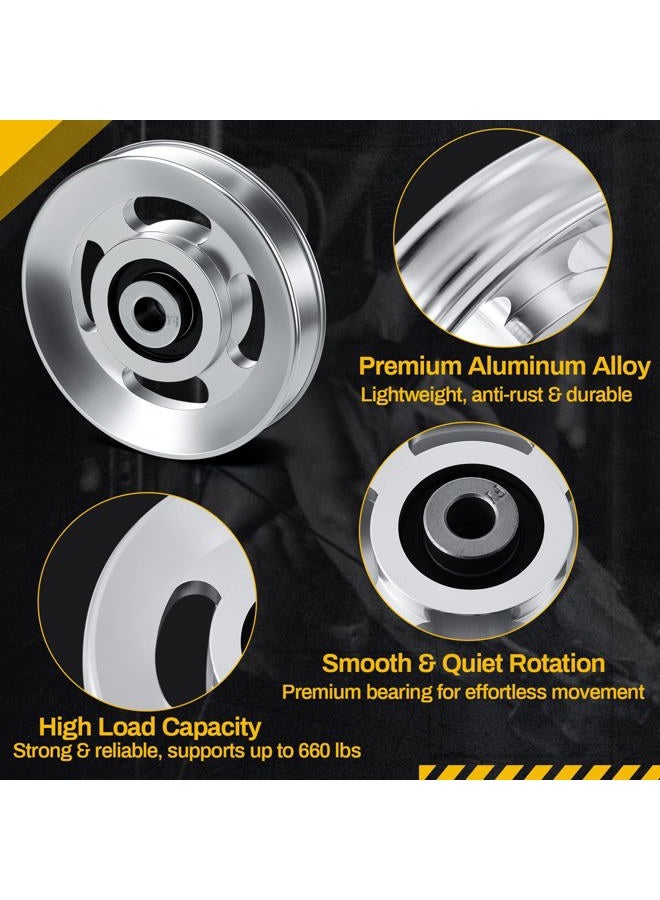 Soulchen 4 Pcs Aluminum Pulleys for Cable Machine Set, 90mm Aluminum Alloy Bearing Gym Pulley Wheel for Home Gym Equipment Exercise Machine Pulldown Attachments - Image 3