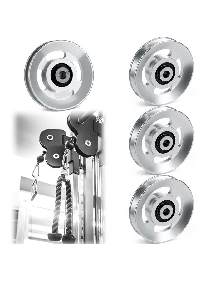 Soulchen 4 Pcs Aluminum Pulleys for Cable Machine Set, 90mm Aluminum Alloy Bearing Gym Pulley Wheel for Home Gym Equipment Exercise Machine Pulldown Attachments - Image 1