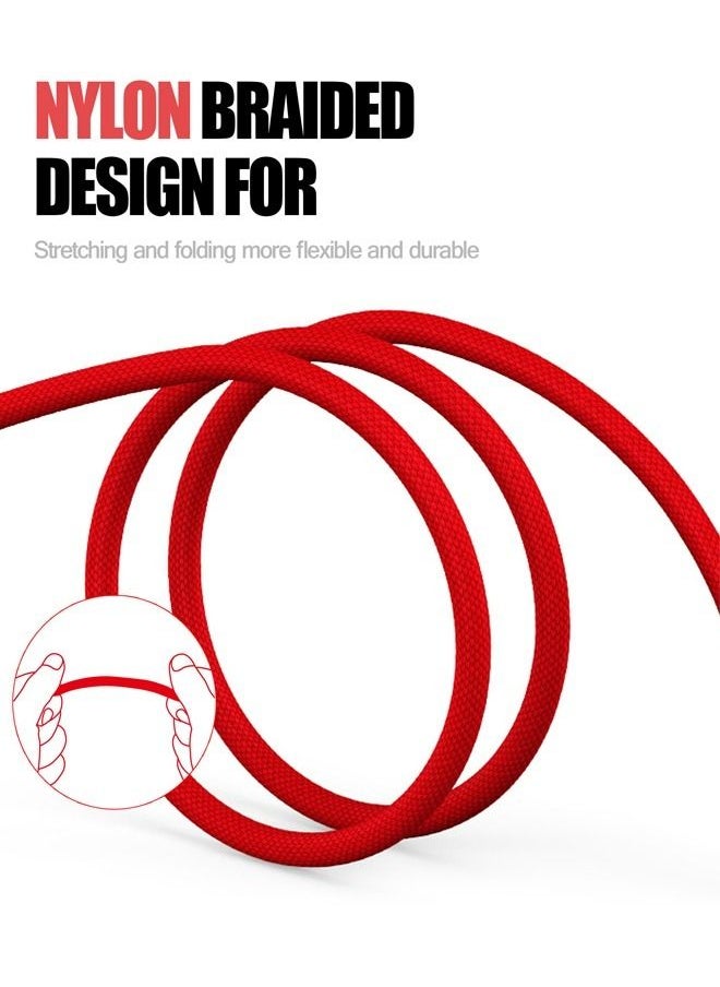 LDNIO 3-In-1 Data Sync And Fast Charging Braided USB Cable Red  - Image 4
