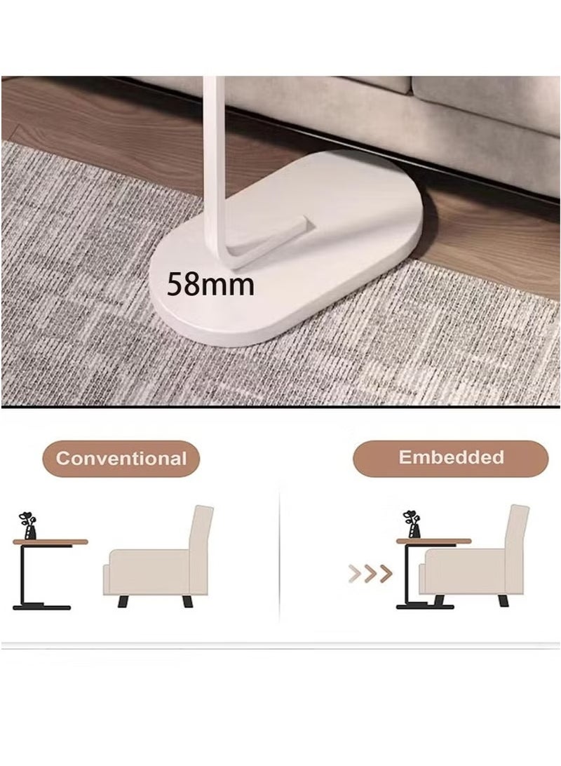 Generic C Shaped Side Table with Metal Frame Coffee Bed Couch End Table Laptop Holder Table for Living Room Bedroom Bedside( White)  - Image 5