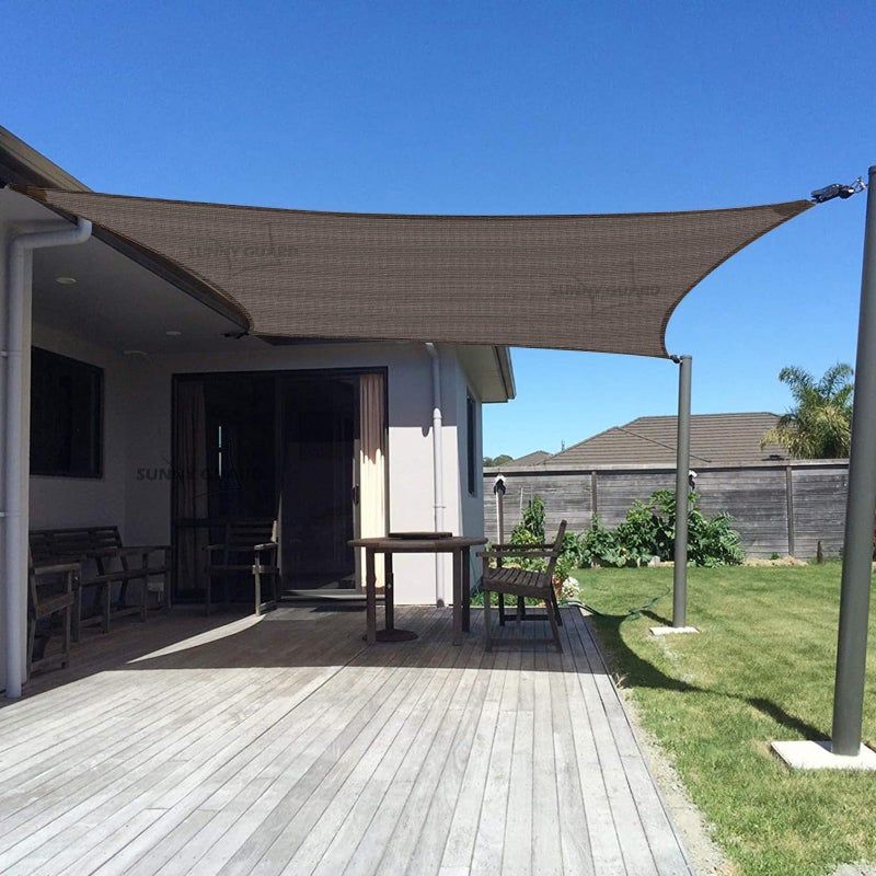 SUNNY GUARD Sun Shade Sail 10' x 13' Rectangle Brown UV Block Sunshade for Backyard Yard Deck Patio Garden Outdoor Activities and Facility(Customisable) - Image 1
