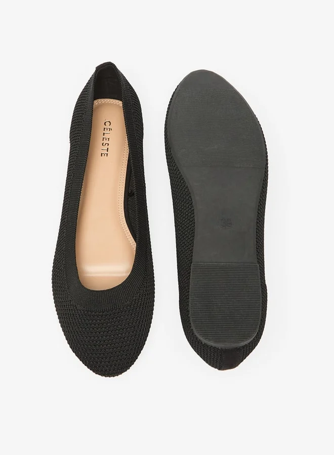 سيليست Women's Textured Slip-On Round Toe Ballerina Shoes