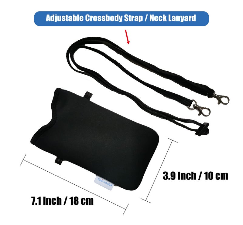 Tainada Men Women Neoprene Phone Sleeve Pouch Case Bag with Crossbody Strap/Neck Lanyard for iPhone 17/16/15 Pro Max, Air, 16/15 Plus, 16e; Samsung S25, A56, Google Pixel 10 (Black) - Image 4