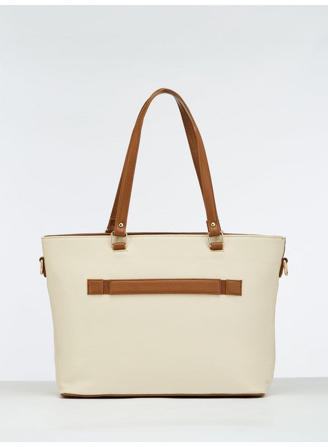 Fargo Arden Tote Bag for Women | Laptop Compartment, RFID Pockets, Large Vegan Leather Handbag with Zip Closure | Stylish Office, Travel, College Tote | Made in India (Beige) - Image 5