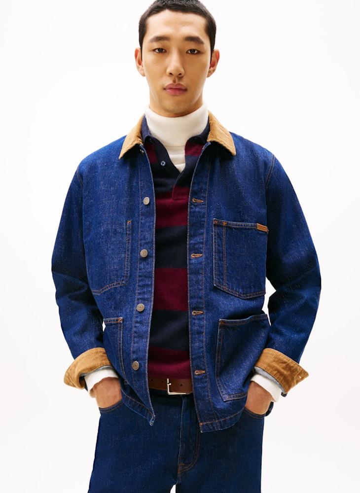 TOMMY HILFIGER Corduroy Collar Denim Chore Jacket - Image 1