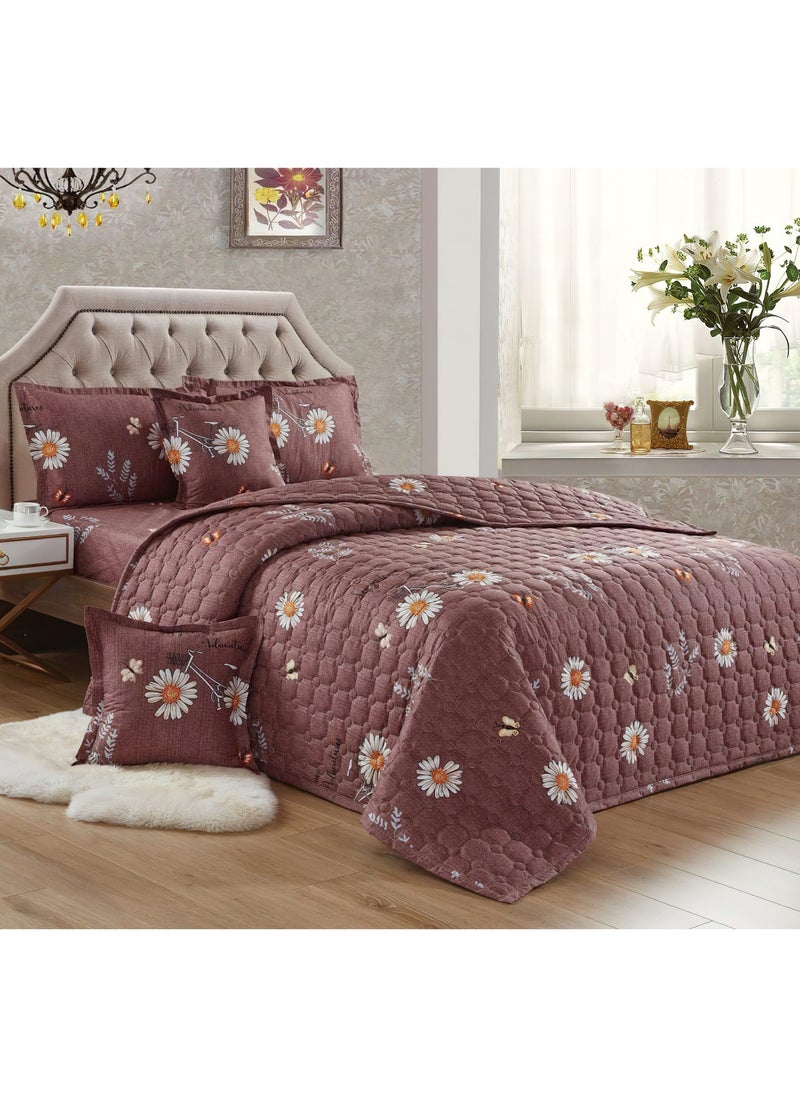 Moon 4 Pieces Compressed Floral Printed Comforter Set Single Size Includes 1 Comforter + 1 Bed sheet + 1 Pillowcase + 1 Cushioncase  - Image 1
