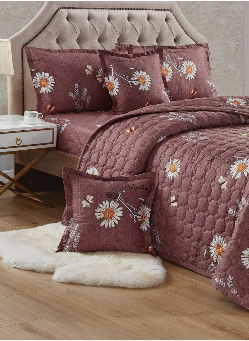 Moon 4 Pieces Compressed Floral Printed Comforter Set Single Size Includes 1 Comforter + 1 Bed sheet + 1 Pillowcase + 1 Cushioncase  - Image 2