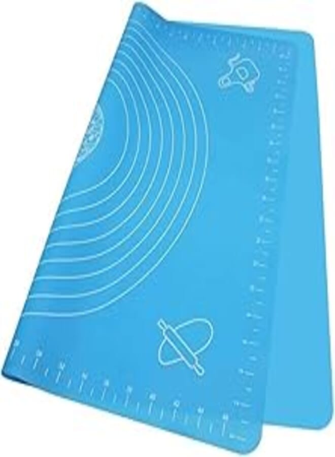 Extra Large Silicone Baking Mat for Pastry Roll with Measurement Marks, Heat Resistant Reusable Baking Mat for Housewives, 2 Pcs Blue 50 * 40cm