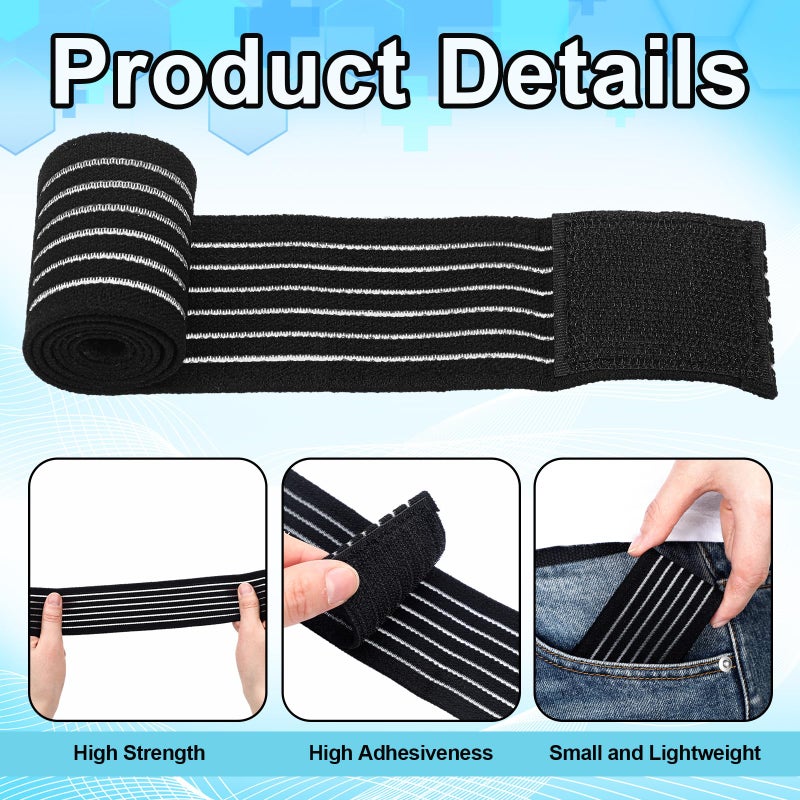 Geiserailie Ice Pack Strap Stretchable, 4 Size Elastic Reusable Ice Belt Extender, Adjustable Hook and Loop Extension Straps Add Length to Most Hot Cold Therapy(4 Pcs,Black) - Image 3